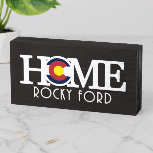 HOME Rocky Ford Colorado Wooden Box Sign