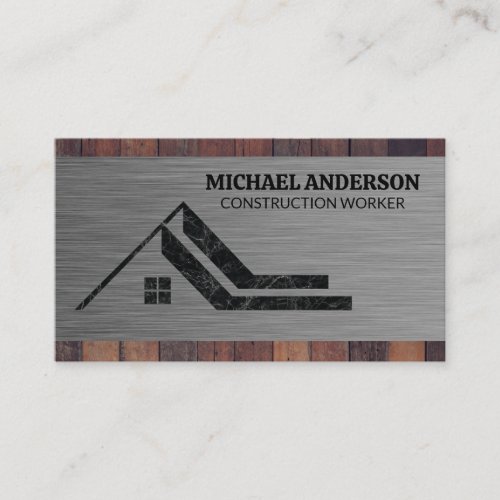 Home Roof Top Marble Logo  Metal Wood Business Card