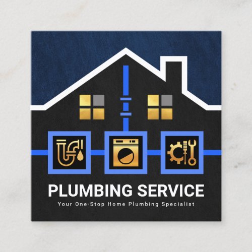 Home Rooftop Water Pipes Repair Square Business Card