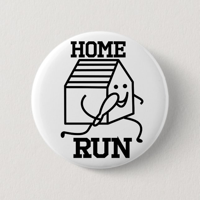 'Home Run' Badge Pinback Button (Front)