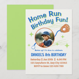 Home Run Baseball Birthday Kids Invitation