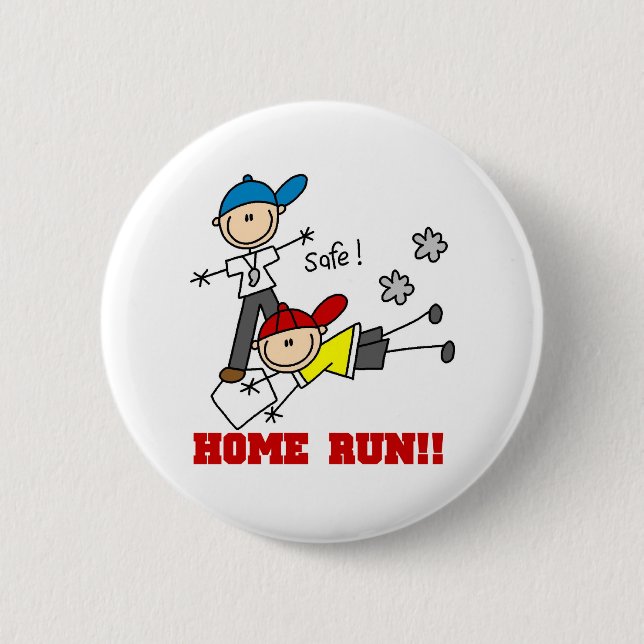 Home Run Baseball Pinback Button (Front)