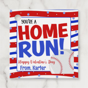 Home Run Baseball Valentine Favor Tags