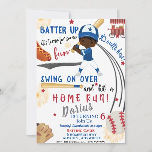Home Run Birthday Invitation Card