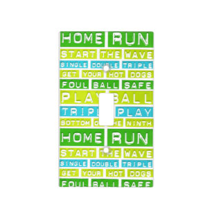 Home Run Football Sports Green, Blue and Yellow Light Switch Cover