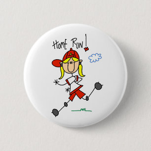 Home Run Girls Softball T-shirts and Gifts Button