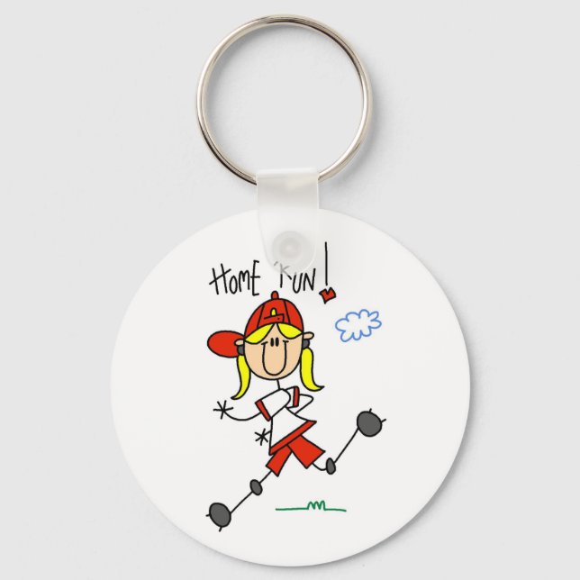 Home Run Girls Softball T-shirts and Gifts Keychain (Front)