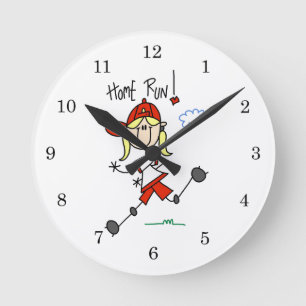 Home Run Girls Softball T-shirts and Gifts Round Clock
