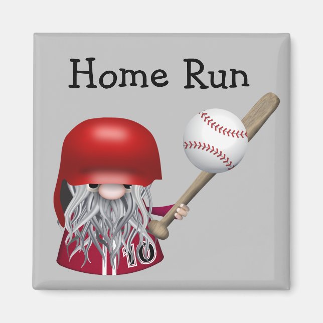 Home Run Gnome Baseball Magnet (Front)