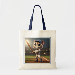 Home Run Hitter: The 3D Baseball Cat Takes a Swing Tote Bag