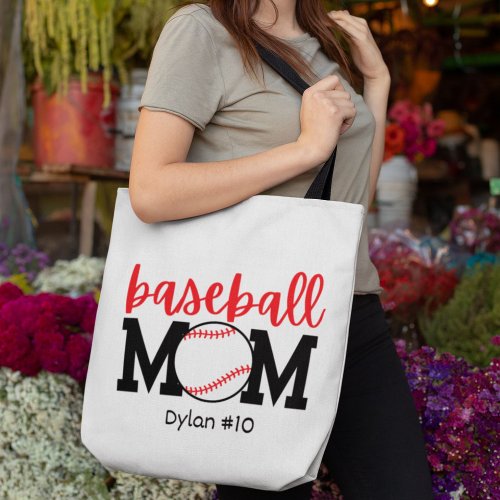 Home Run Mom Personalized Baseball Tote Bag