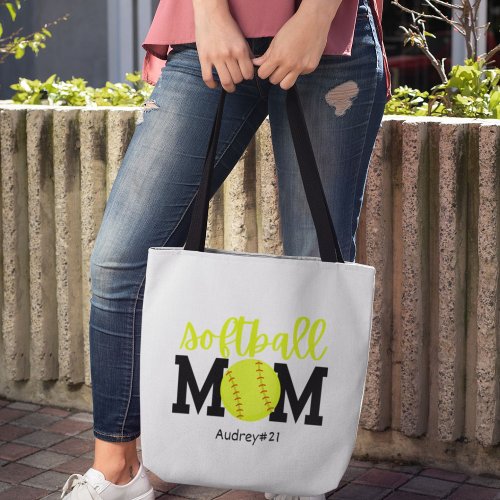 Home Run Mom Personalized Softball Tote Bag