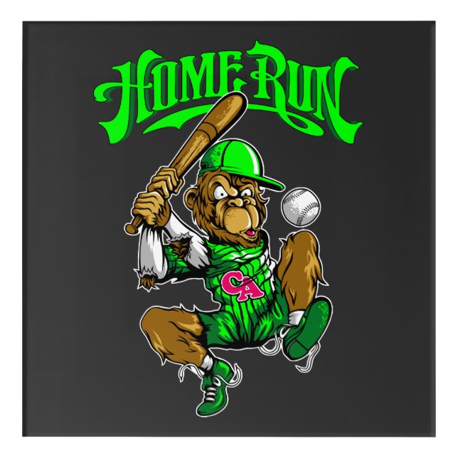 Home Run Monkey Baseball Acrylic Print (Front)