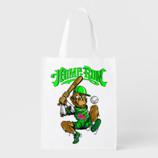 Home Run Monkey Baseball Grocery Bag