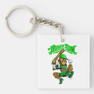Home Run Monkey Baseball Keychain