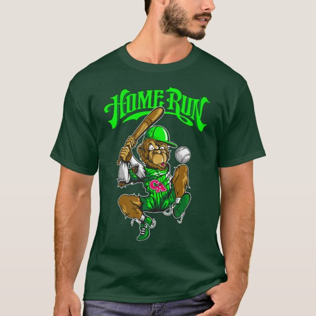 Home run Monkey CA team Plays Baseball T-Shirt (Front)