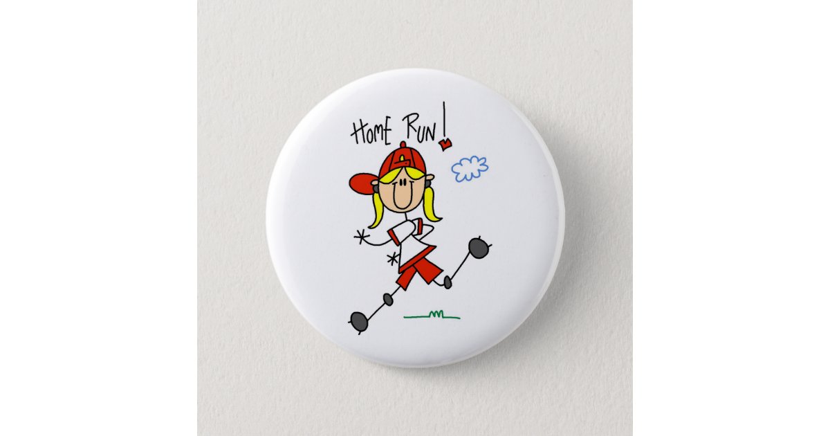 Home Run! Stick Figure Button | Zazzle