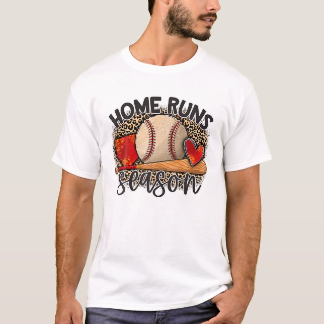 Home Runs Season Baseball Mom Game Day Leopard Mot T-Shirt (Front)