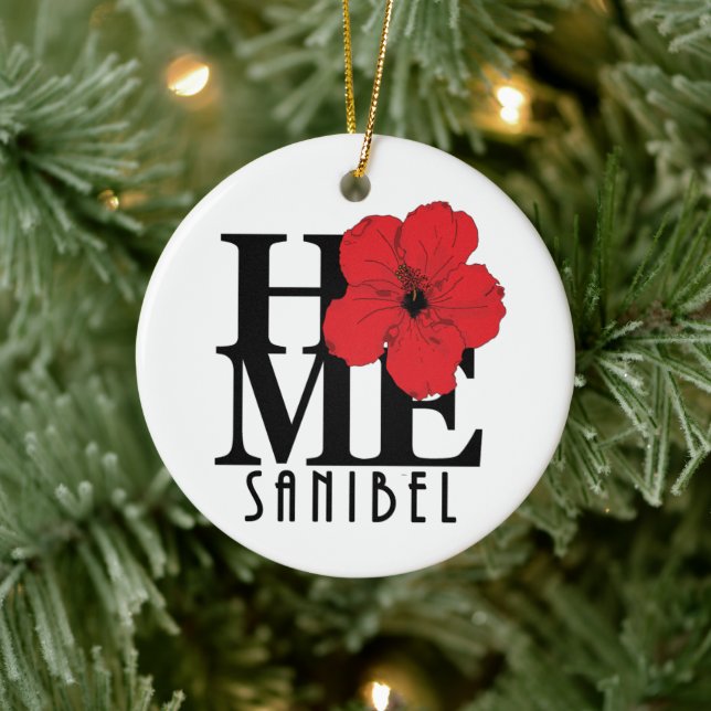HOME Sanibel Red Hibiscus Ceramic Ornament (Tree)
