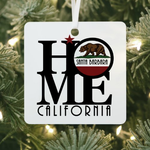 HOME Santa Barbara California Metal Ornament