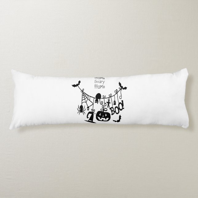 Home Scary Home Bats Pumpkin, Black Cat, Voodoo Body Pillow (Front)