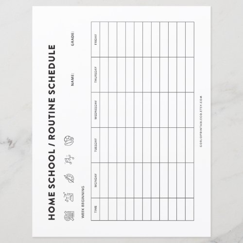 Home School Schedule Kids Routine Organizer