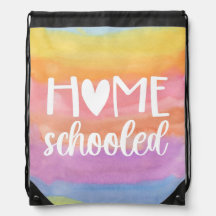 Home Schooled With Heart And Rainbow Watercolors