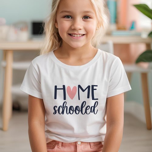 Home Schooled With Heart Navy and Pink T_Shirt