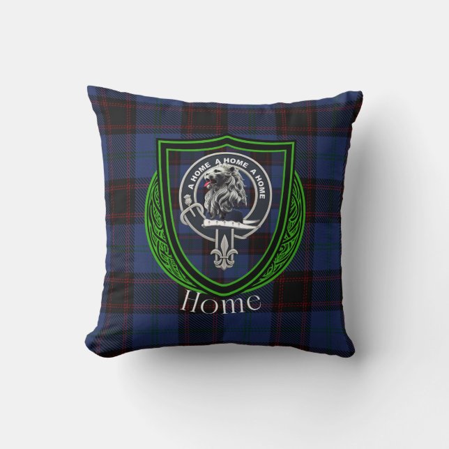 Home Scottish Clan Tartan & Crest Throw Pillow (Front)