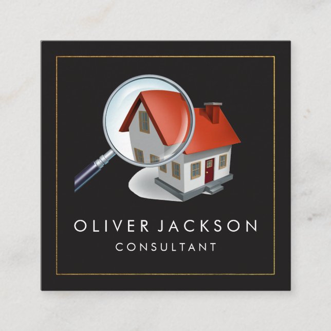 Home Search | Property Real Estate Rentals Square Business Card (Front)