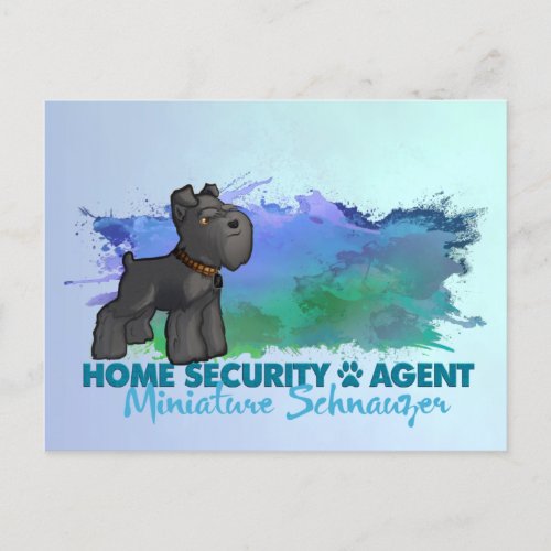 Home Security  Black Miniature Schnauzer Postcard