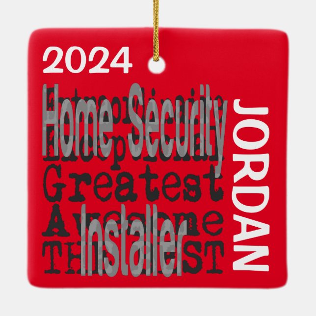 Home Security Installer Extraordinaire CUSTOM Ceramic Ornament (Back)