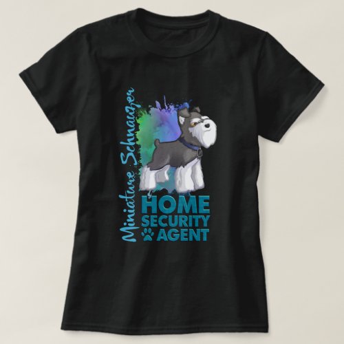 Home Security  Salt n Pepper Miniature Schnauzer T_Shirt