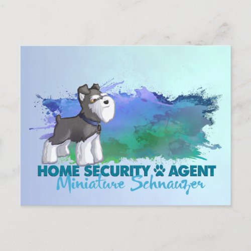 Home Security  Salt  Pepper Miniature Schnauzer Postcard