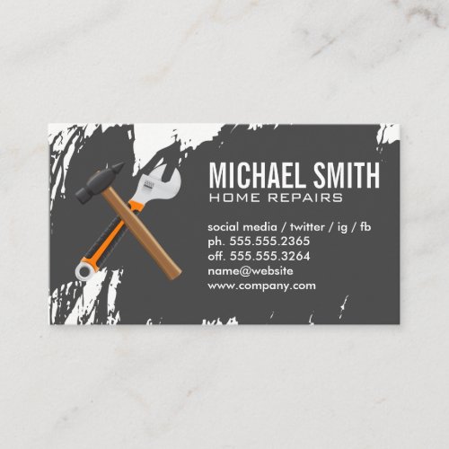 Home Services  Repair  Hammer and Wrench Business Card
