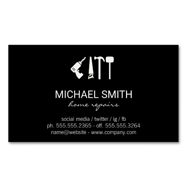 Home Services Repair | Hardware Tools | Handyman Business Card Magnet (Front)