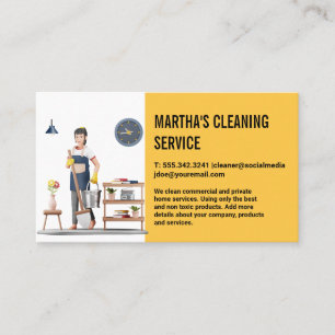 Home Services   Woman Cleaning Up House Business Card