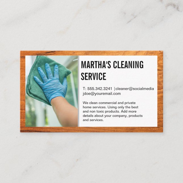 Home Services | Worker Cleaning Window Business Card (Front)