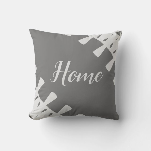 Home Silver and Gray Throw Pillow (Front)