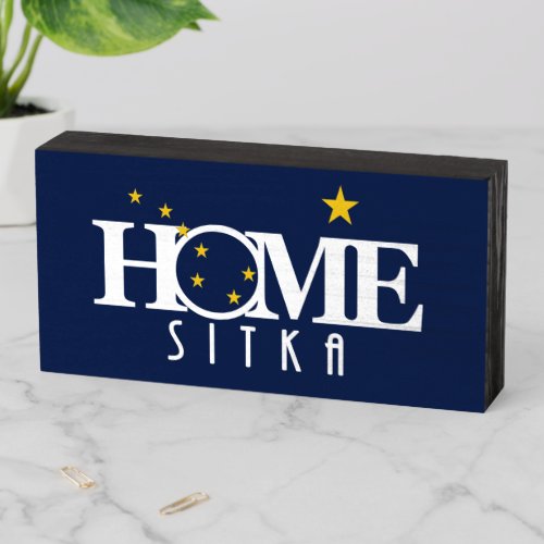 HOME Sitka Alaska Wooden Box Sign