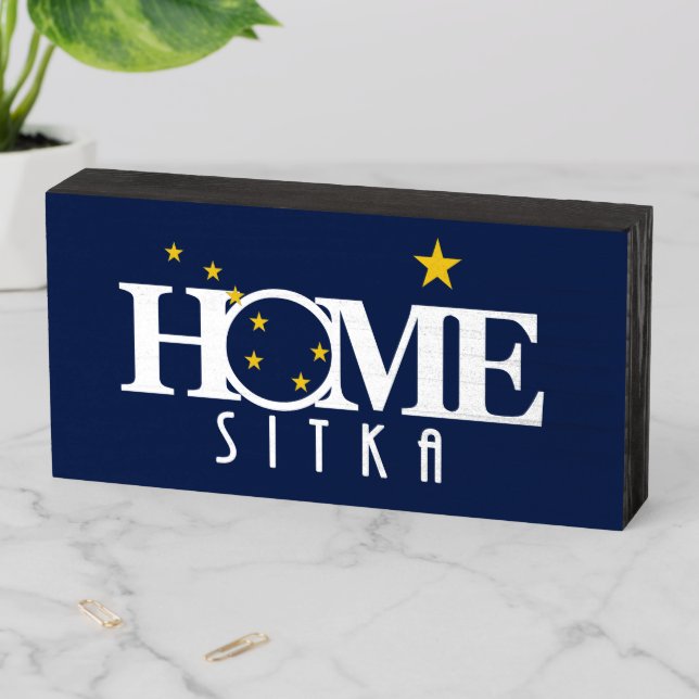 HOME Sitka Alaska Wooden Box Sign (In Situ Horizontal)
