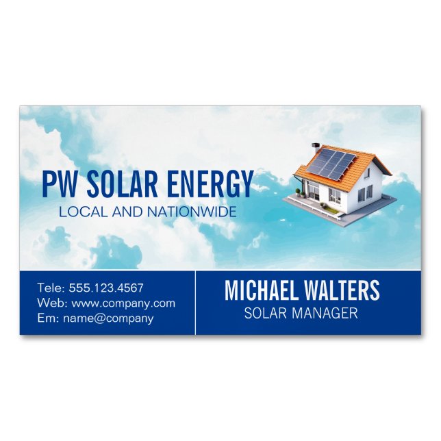 Home Solar | Clean Energy Power Business Card Magnet (Front)