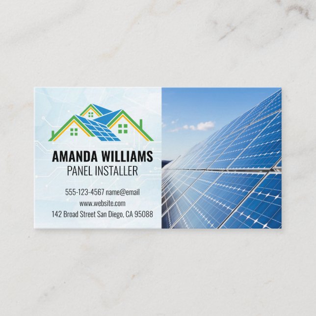 Home Solar Panels | Sun Energy Tech Business Card (Front)