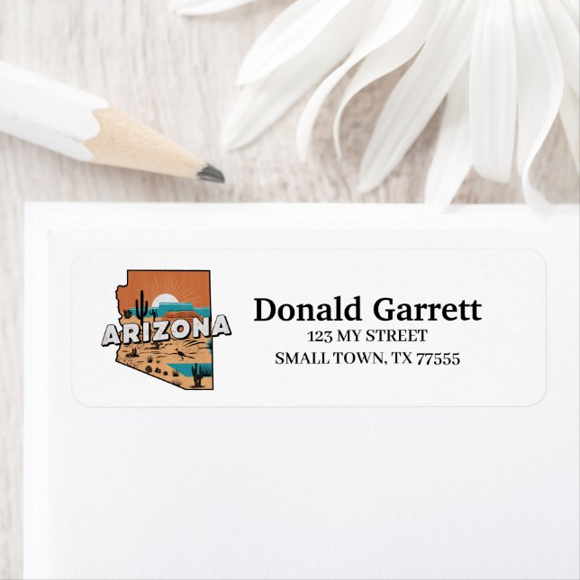 Home State Arizona Retro Color Address Label (Insitu)