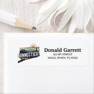Home State Connecticut Retro Color Address Label
