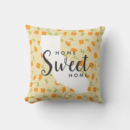 Home State Flower California Poppy Throw Pillow