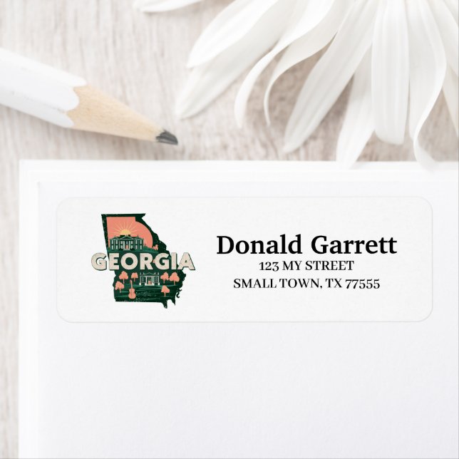 Home State Georgia Retro Color Address Label (Insitu)