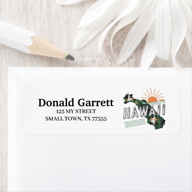 Home State Hawaii Retro Color Address Label (Insitu)