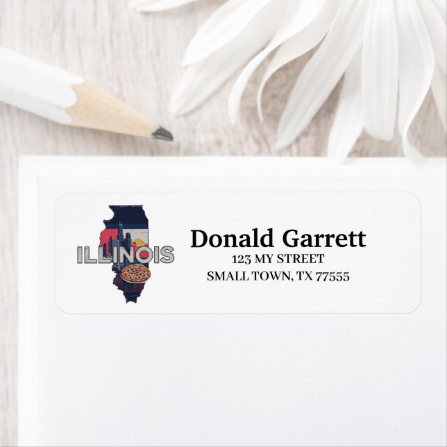 Home State Illinois Retro Color Address Label (Insitu)