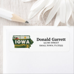 Home State Iowa Retro Color Address Label